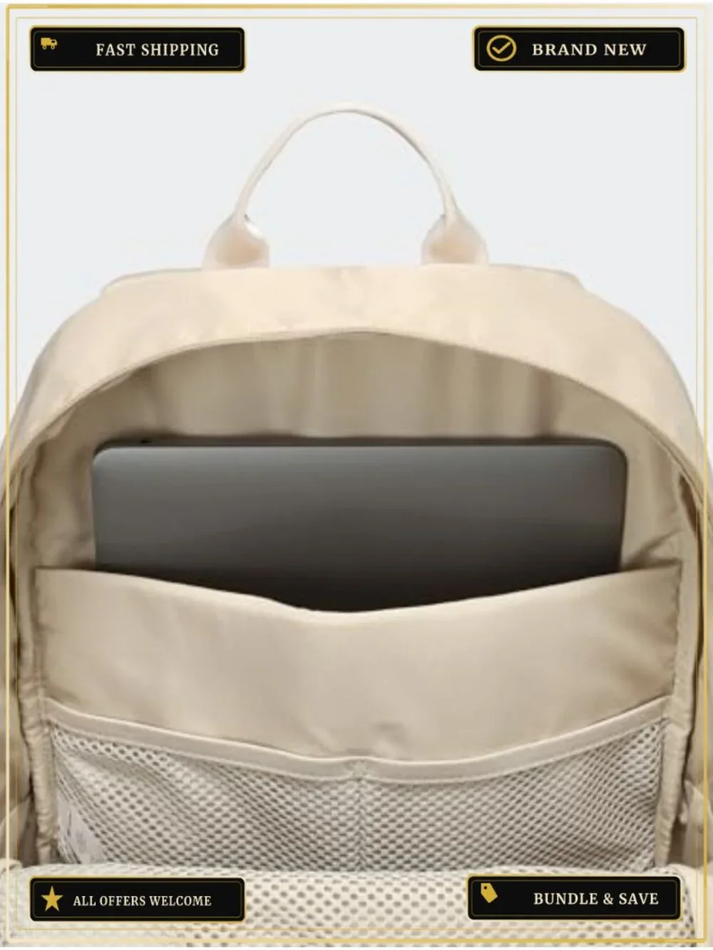 22L Nylon Daypack Backpack with Laptop Sleeve, Travel Commuter School Bag